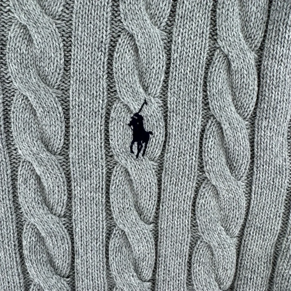Polo Ralph Lauren Cable Knit Crewneck Sweater Mens XL Gray Cotton